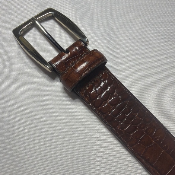 Brighton, Brown Crocodile Embossed Top Grain Leather Belt, 34” - Picture 2 of 7